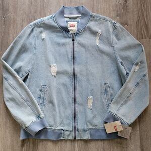 BRAND NEW Levi's Denim Acid Washed Cotton Bomber Jacket Men's Size XL